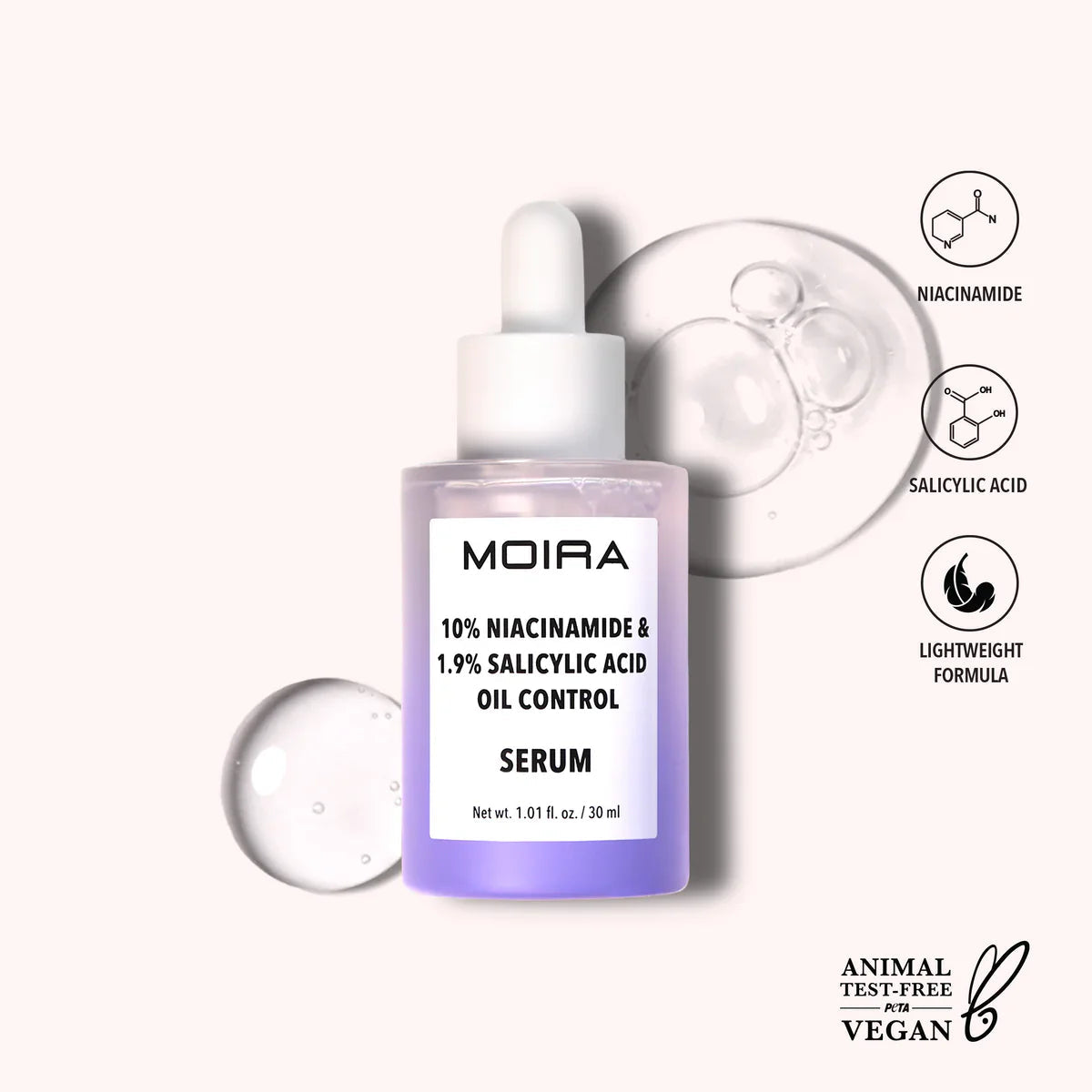 Serum Oil Control 10% Niacinamida y Ácido Salicílico al 1.9% Moira Beauty